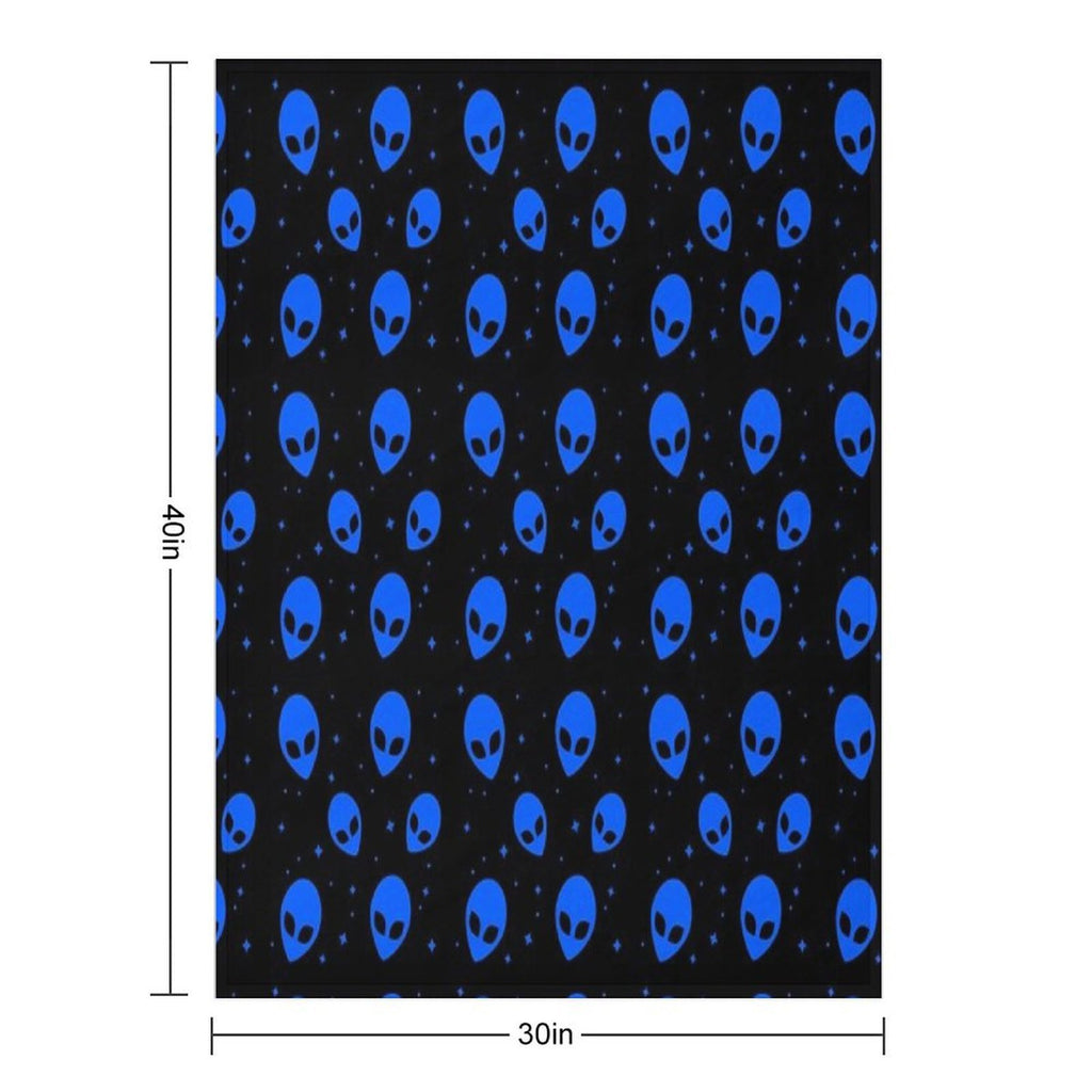 Blue And Black Alien Pattern Durable Throw Blanket