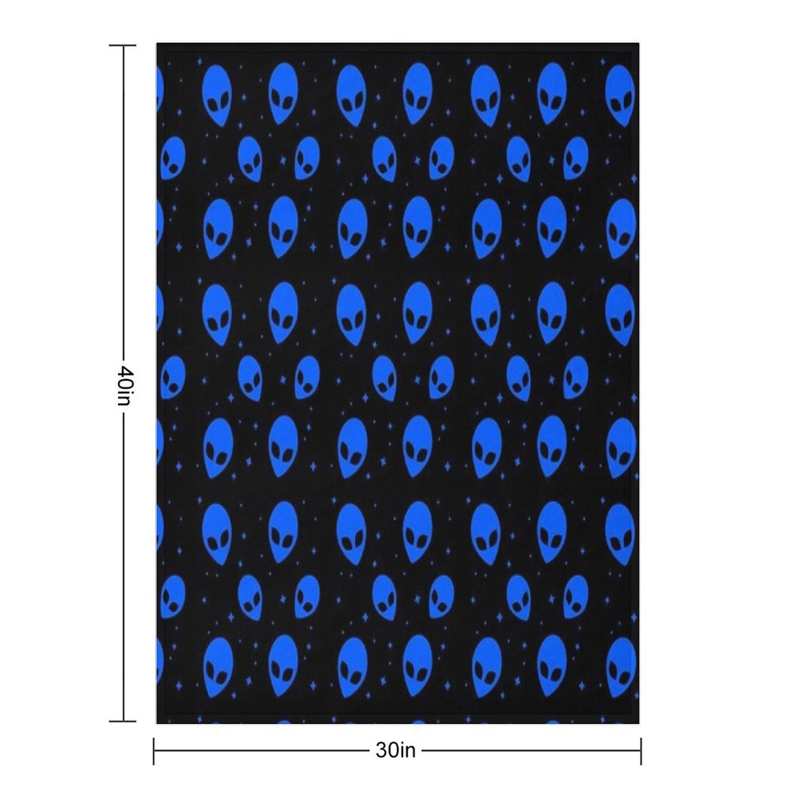 Blue And Black Alien Pattern Durable Throw Blanket