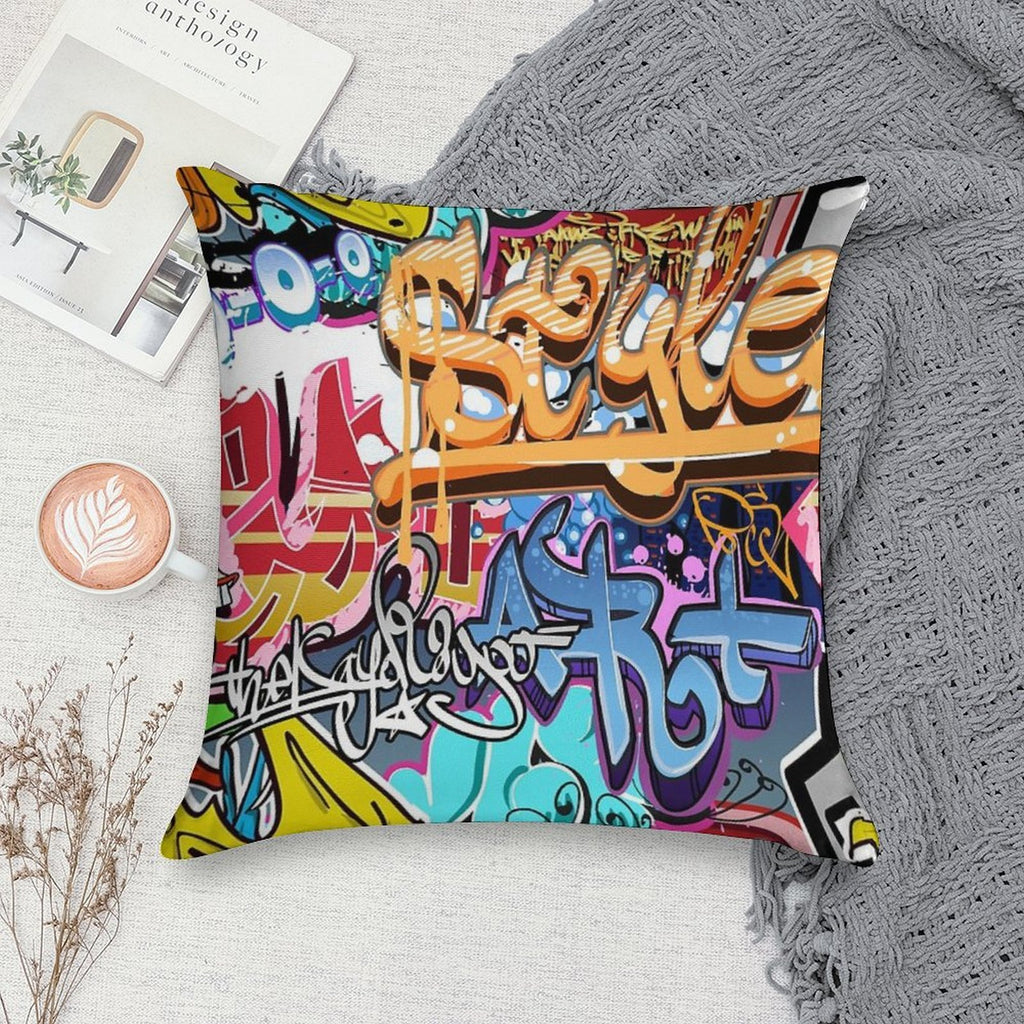 Graffiti Soft Shrink-Resistant Throw Pillow
