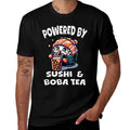 Powered By Sushi And Boba Tea Kawaii Japanese Food Anime  Wrinkle-resistant T-Shirt
