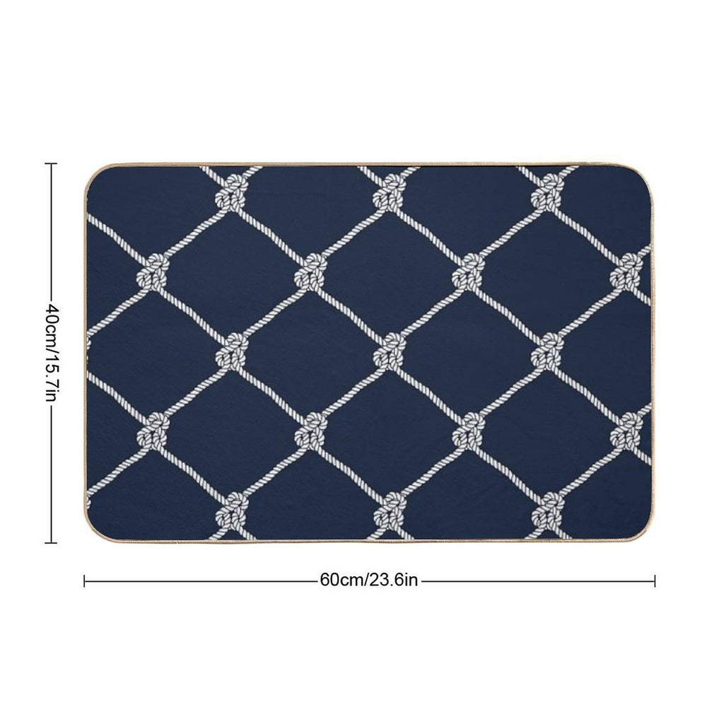 Nauti Navy Rope Pattern  Anti-Trip Bath Mat