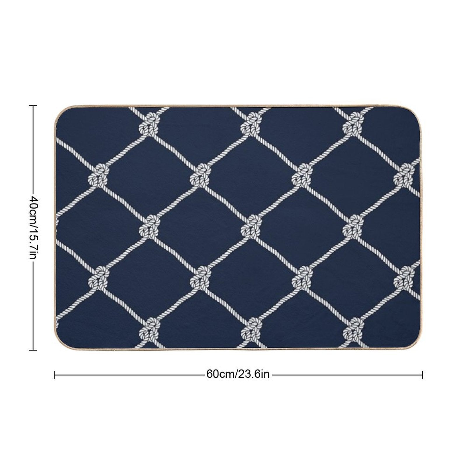 Nauti Navy Rope Pattern  Anti-Trip Bath Mat