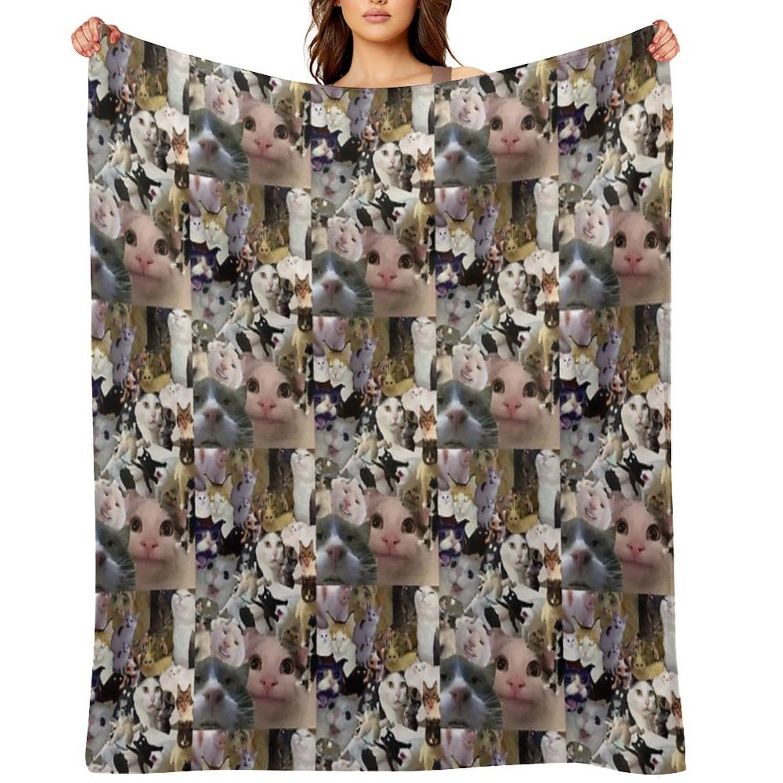 Cursed Cat Collage Compact Throw Blanket