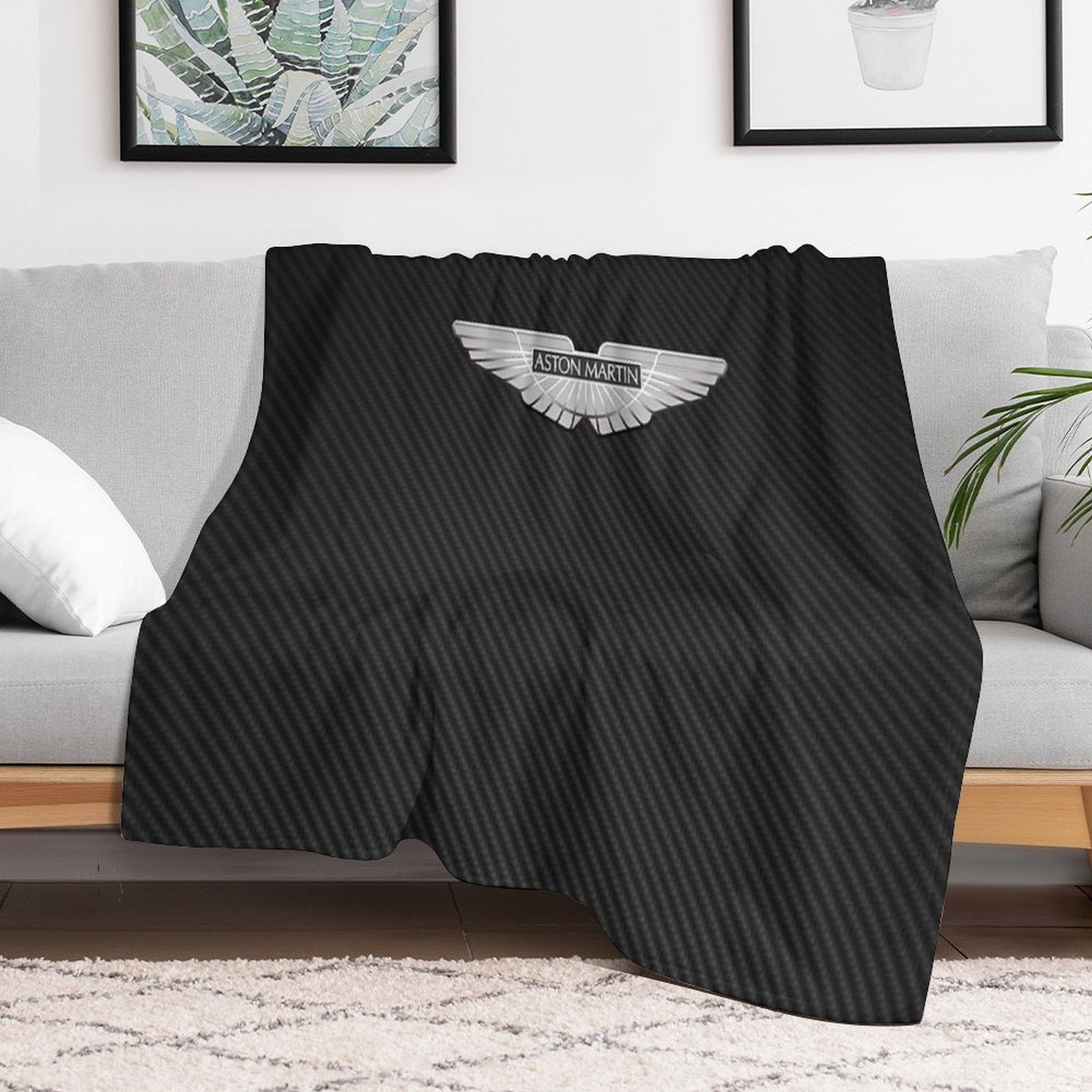 Aston Martin Logo on Carbon Background Comfort Throw Blanket