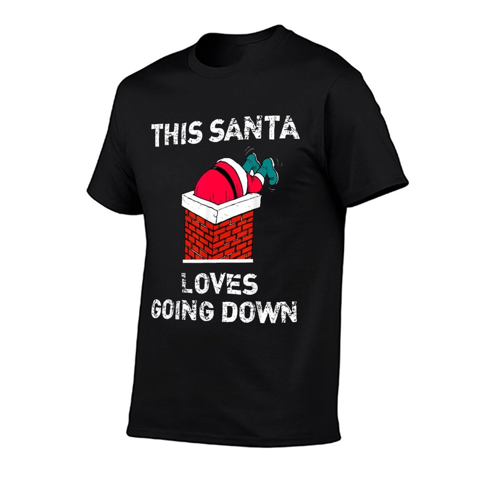 This Santa Loves Going Down Funny Christmas  Heathered Texture T-Shirt