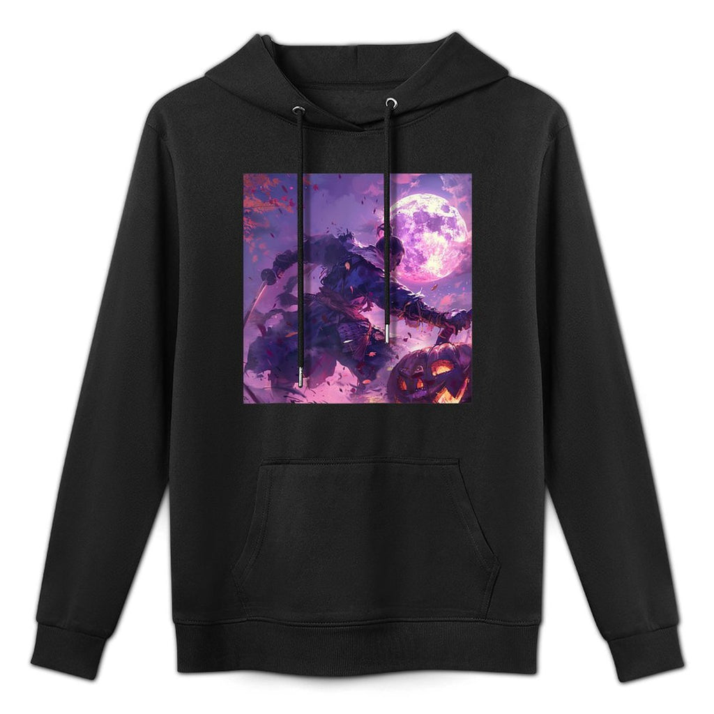 Samurai's Twilight Quest on Halloween's Dark Edge Raglan Baseball Colorfast Hoodie