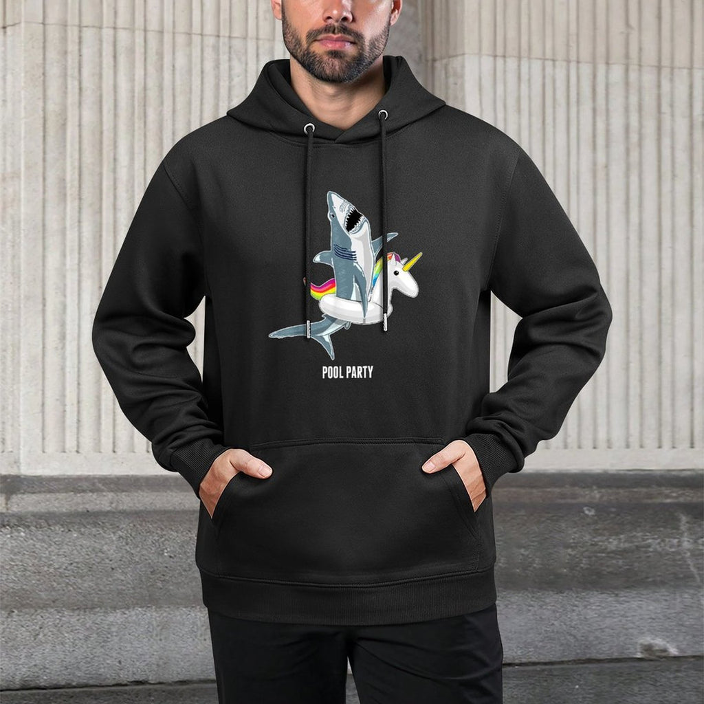Pool Party Unicorn Float Funny Shark Lover Gift Kids Colorfast Hoodie