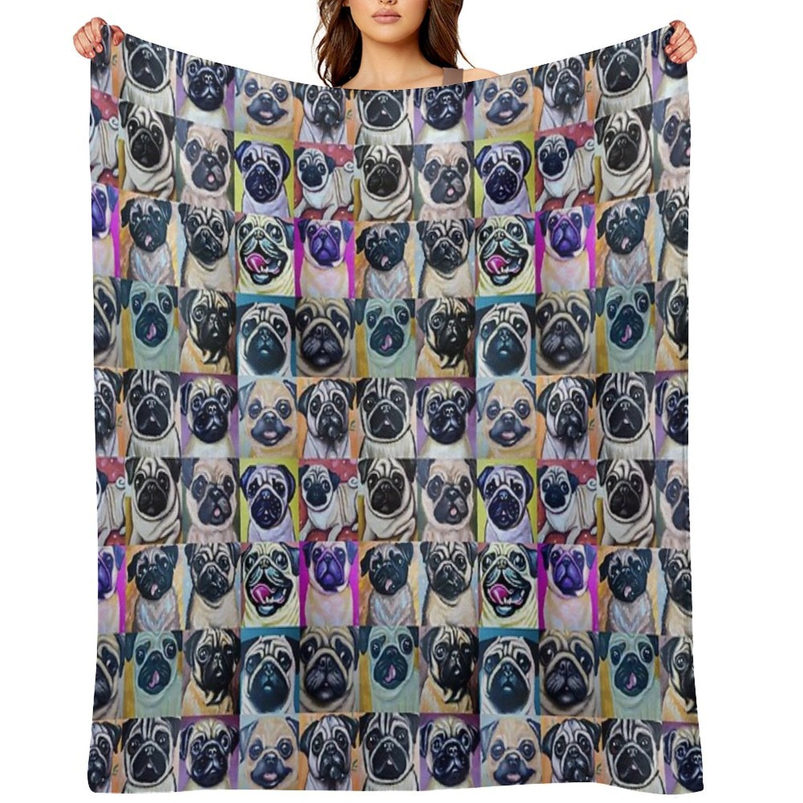 Pugs (Tiled Pattern) Eco-conscious Throw Blanket