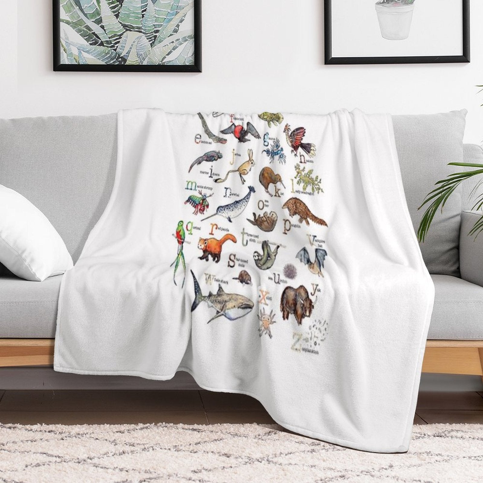 A to Z of Amazing Animals Eco-conscious Throw Blanket
