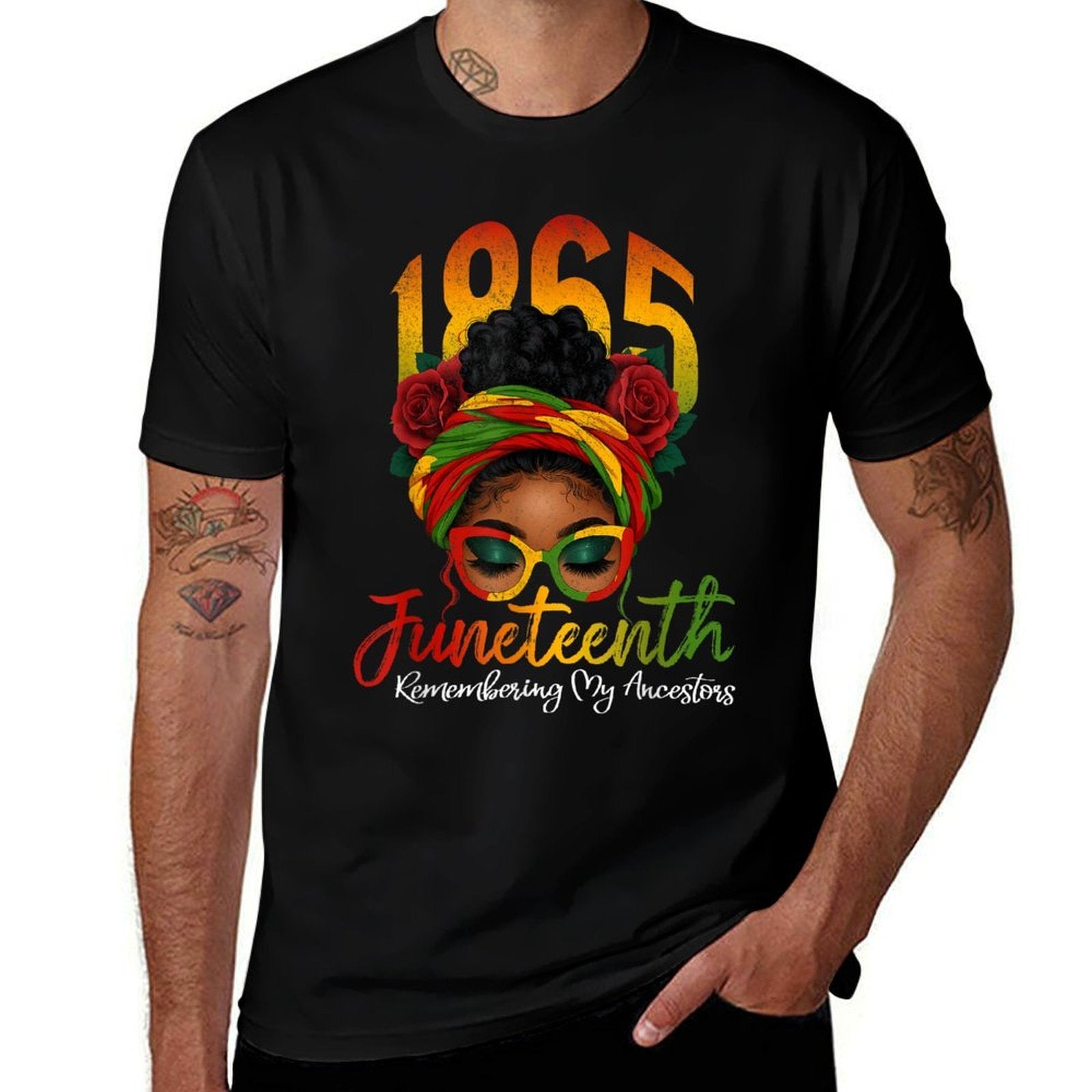 Juneteenth Remembering My Ancestors Black Women Juneteenth  Ribbed Collar T-Shirt