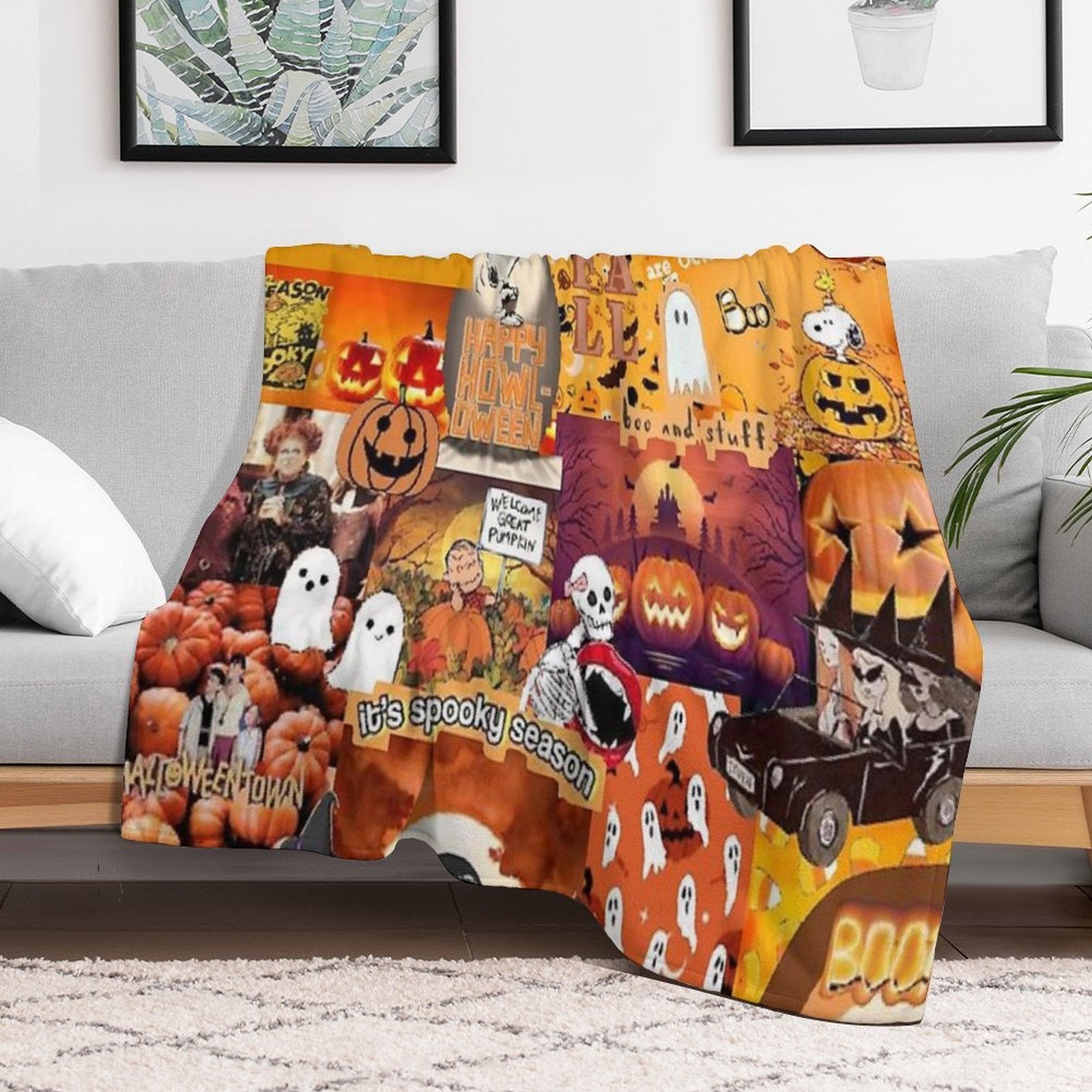 Halloween Collage Anti-pilling Throw Blanket