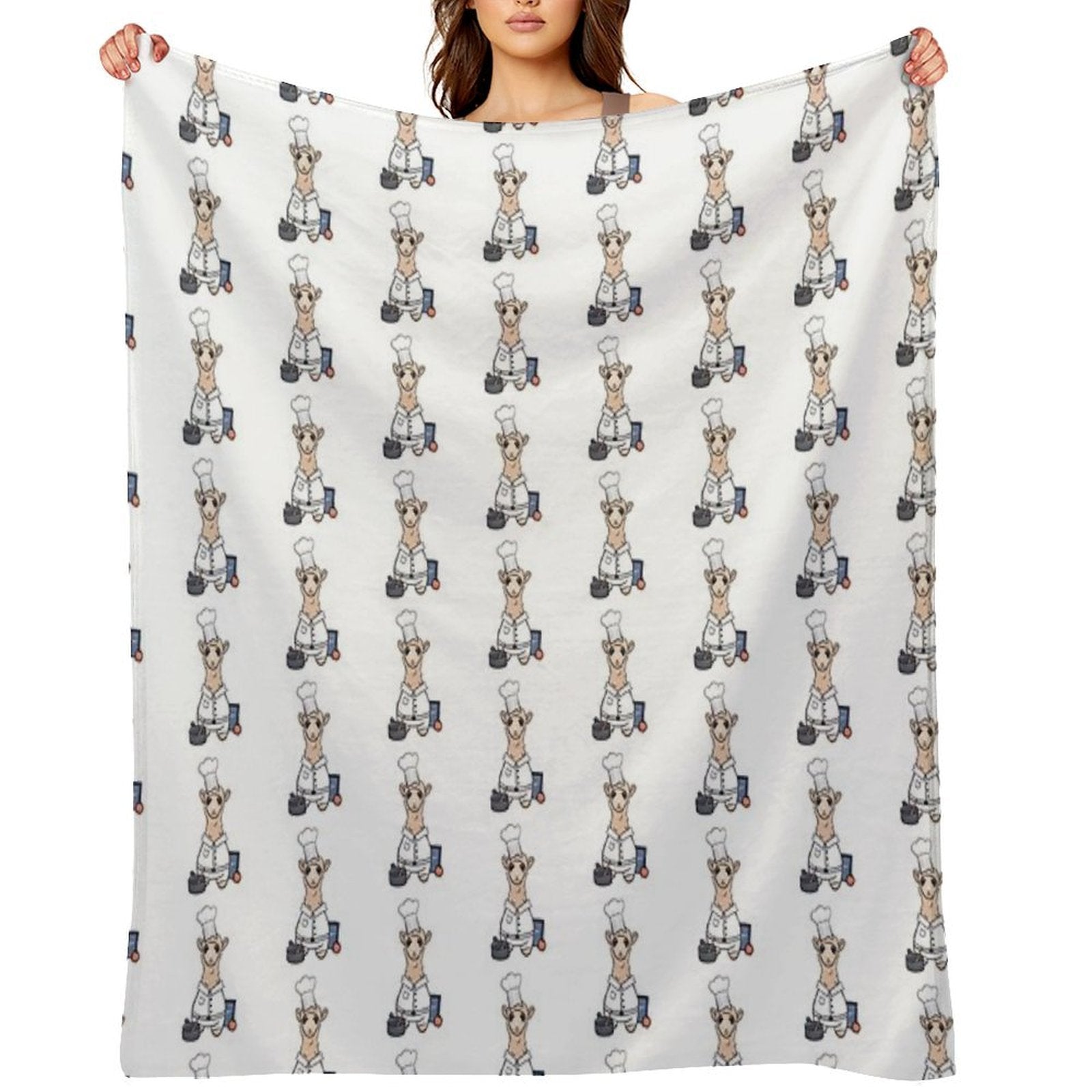 Chef Llama- Cute Cooking Animal Illustration for Foodies & Animal Lovers Machine-washable Throw Blanket