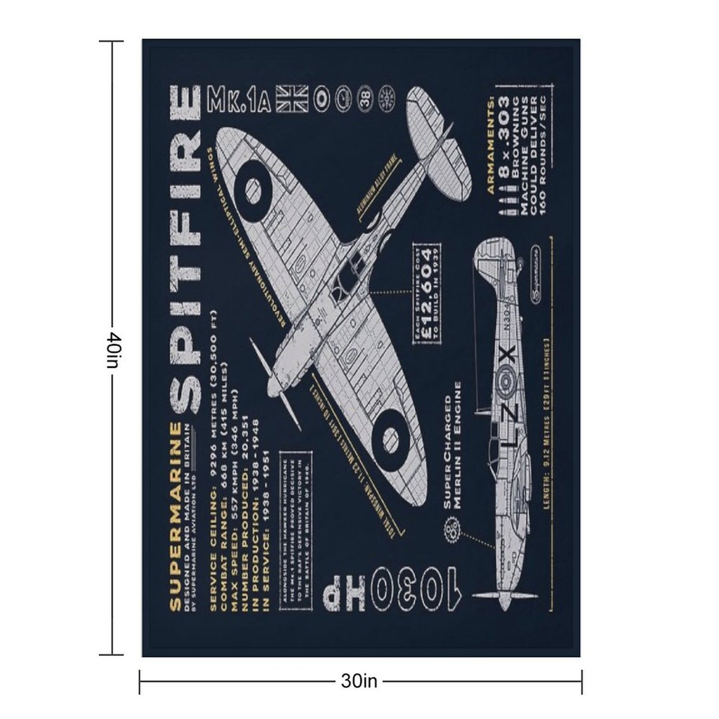 Supermarine Spitfire Shrink-resistant Throw Blanket
