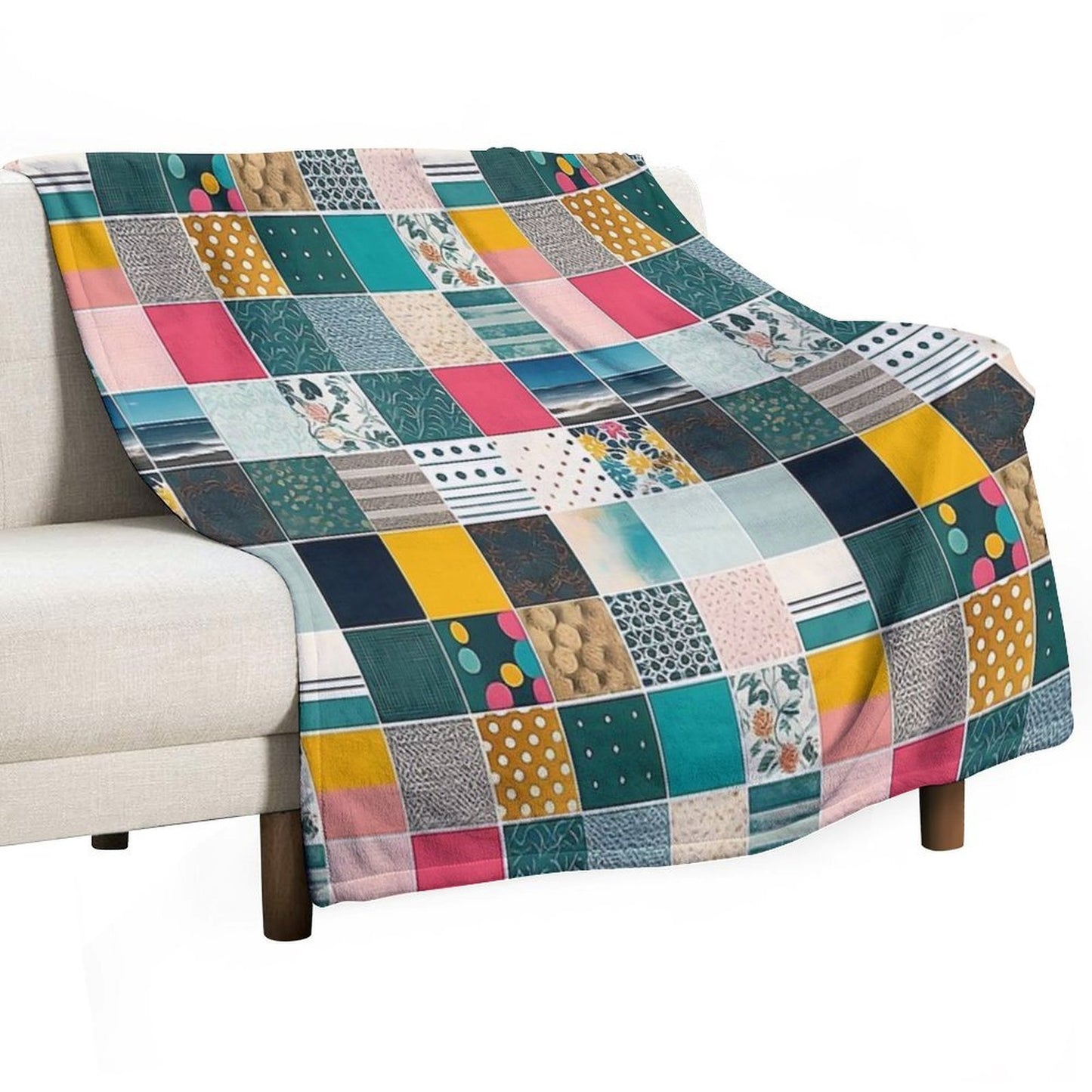 Colorful Patchwork Pattern Anti-pilling Throw Blanket