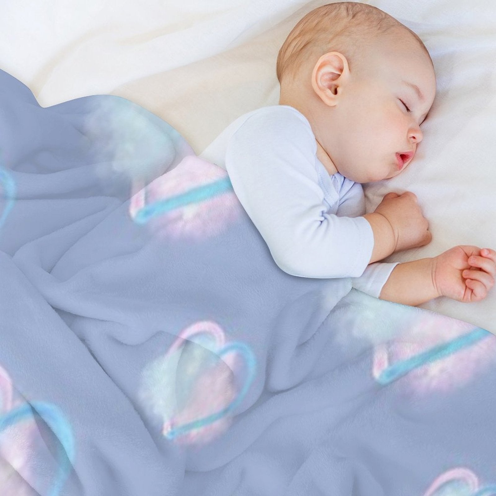 Lover Clouds on Blue Background Duo Size Gift-ready Throw Blanket