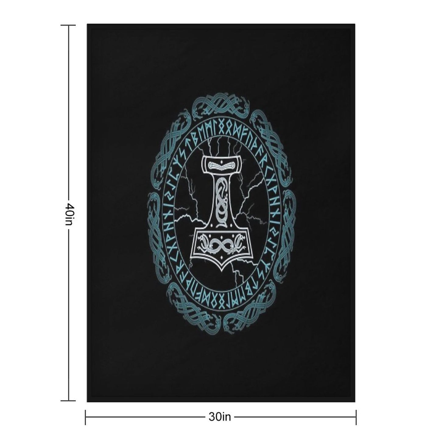 Mjölnir Hammer of Thor Runes Velvety-soft Throw Blanket