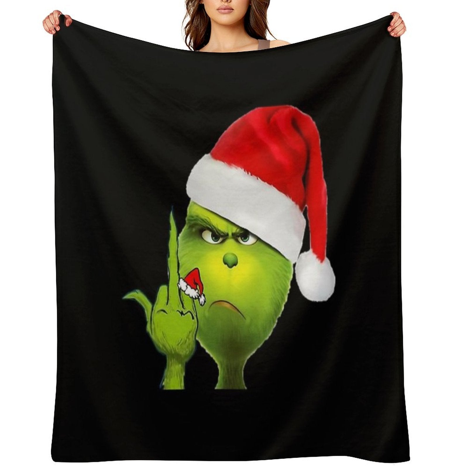 Grinch X Middle Finger Lightweight Throw Blanket