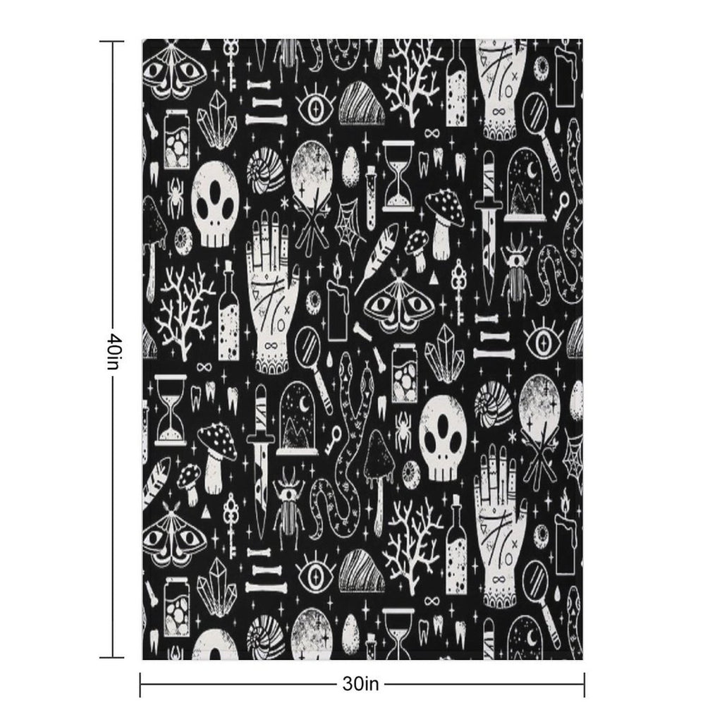 Curiosities Bone Black Easy Care Throw Blanket