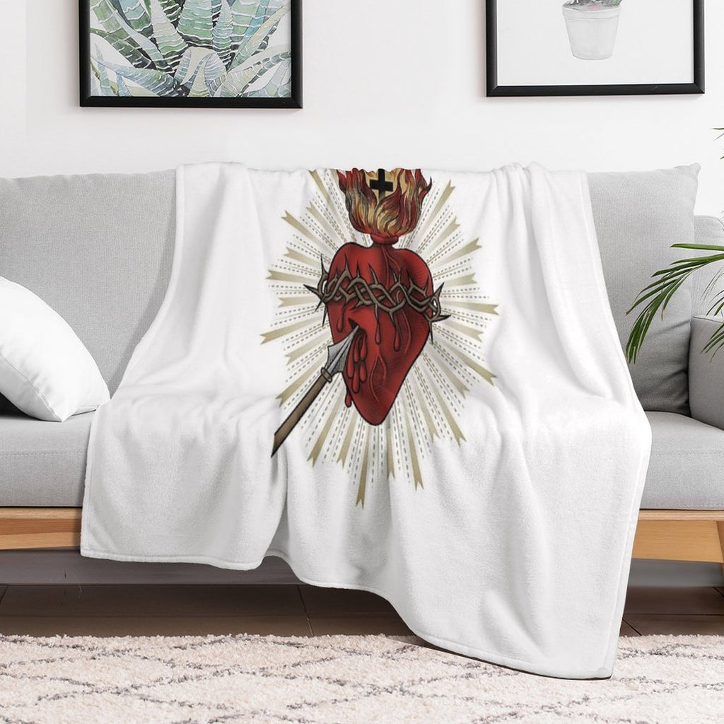 Sacred Heart of Jesus Christ Sustainable Throw Blanket