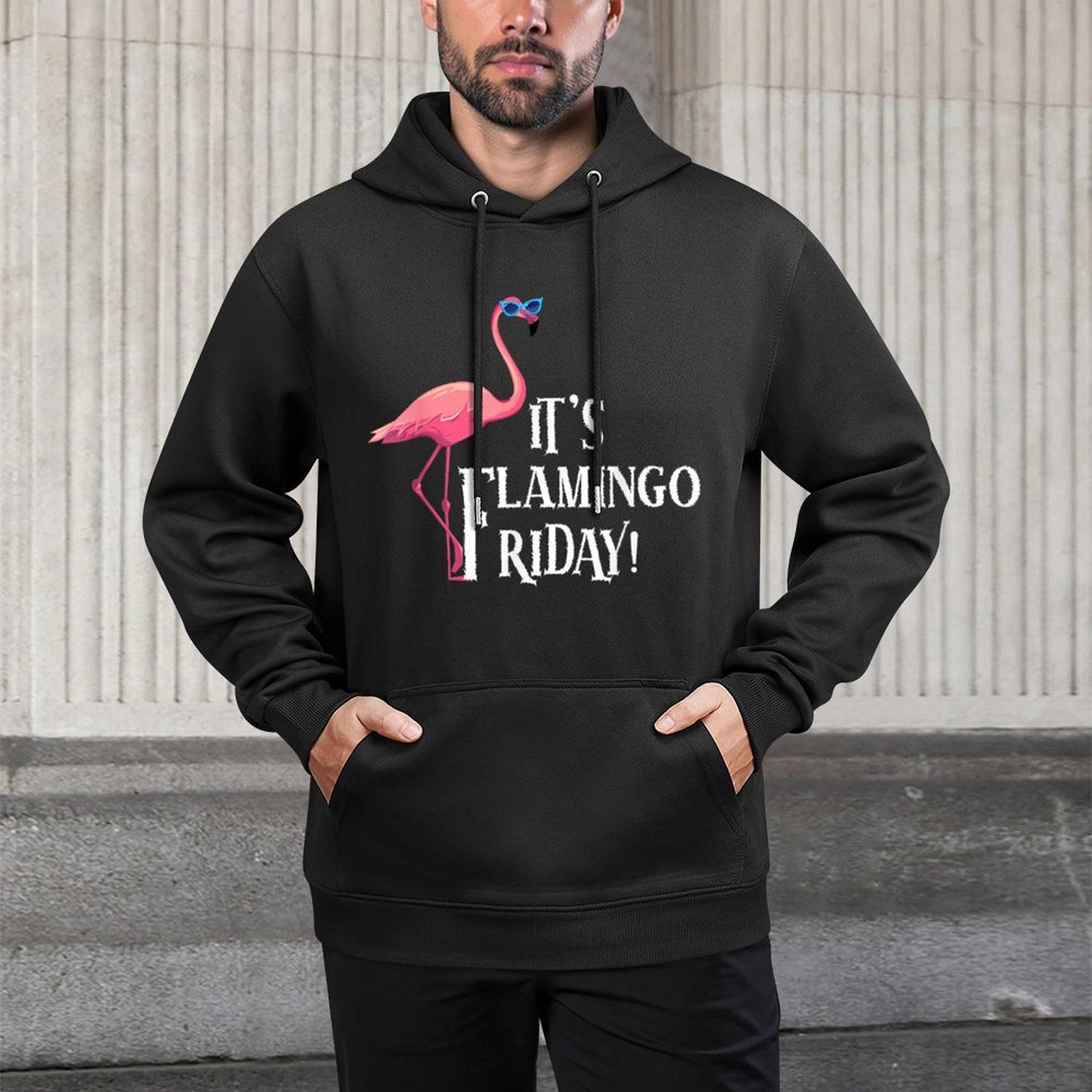 It’s Flamingo Friday Birds Wearing Glasses Bird Lover Adjustable Hood Hoodie