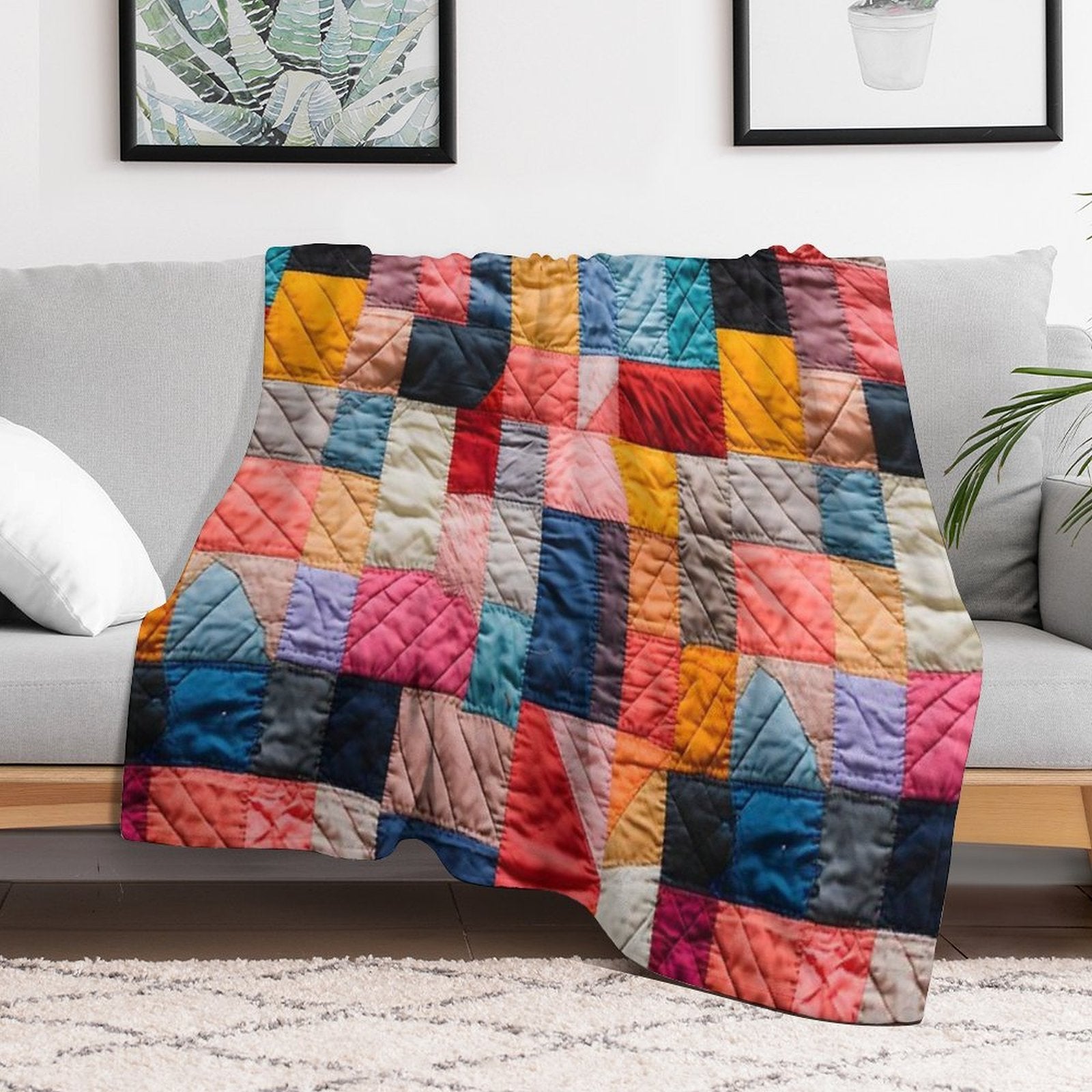 Patchwork Quilt Compact Throw Blanket