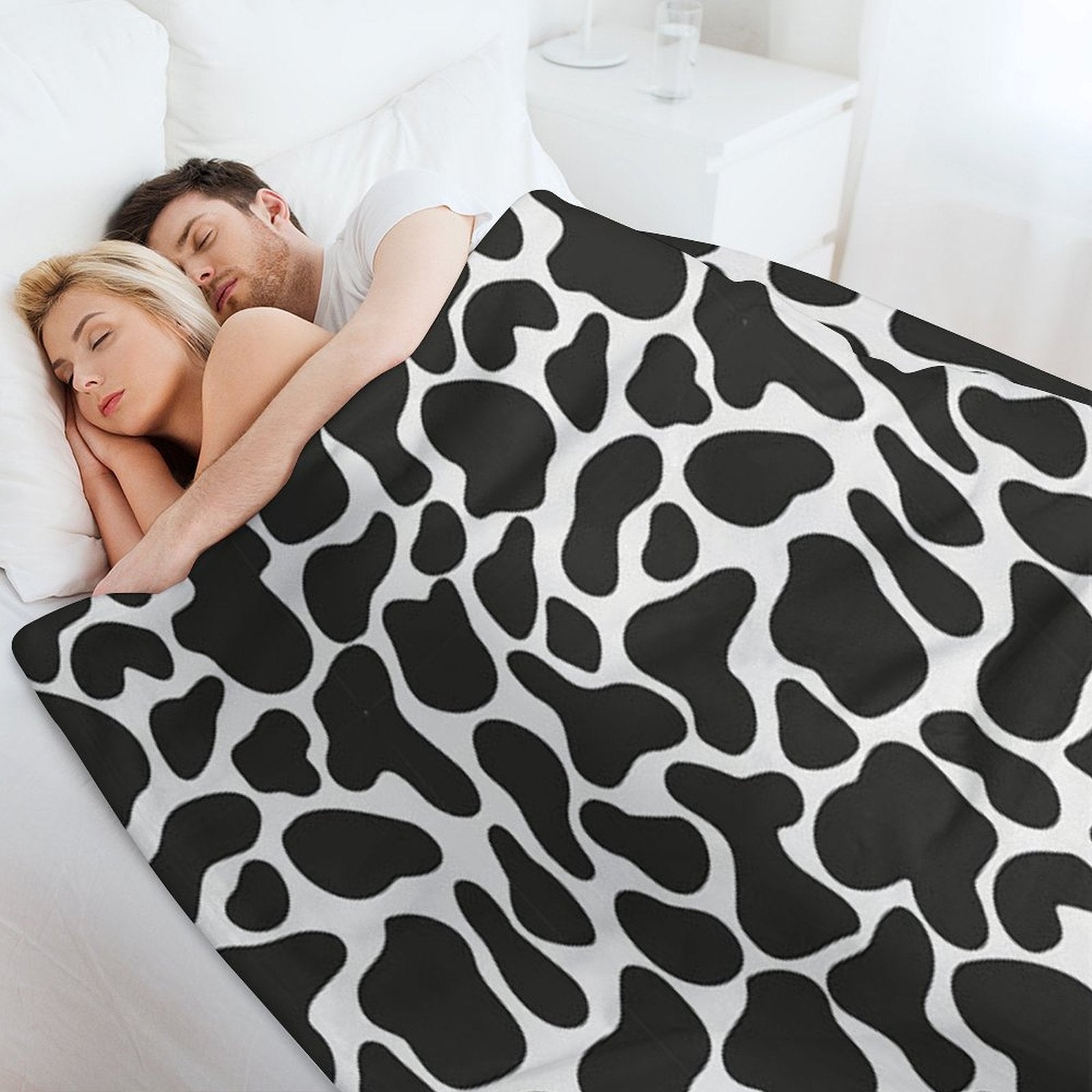 Black & White Animal Print - Cow Print Quick-dry Throw Blanket