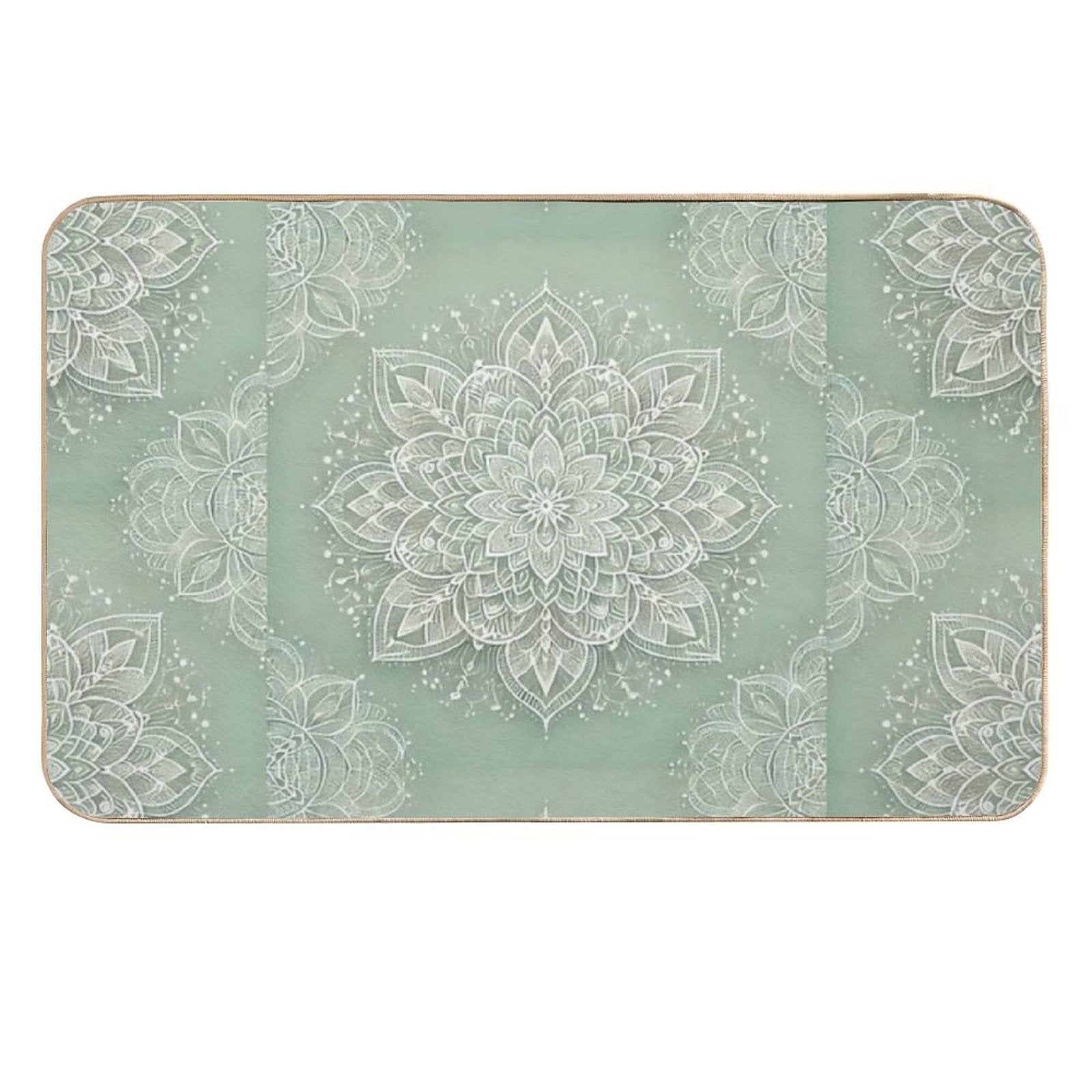 Mandala on Sage Green  Absorbent Bath Mat