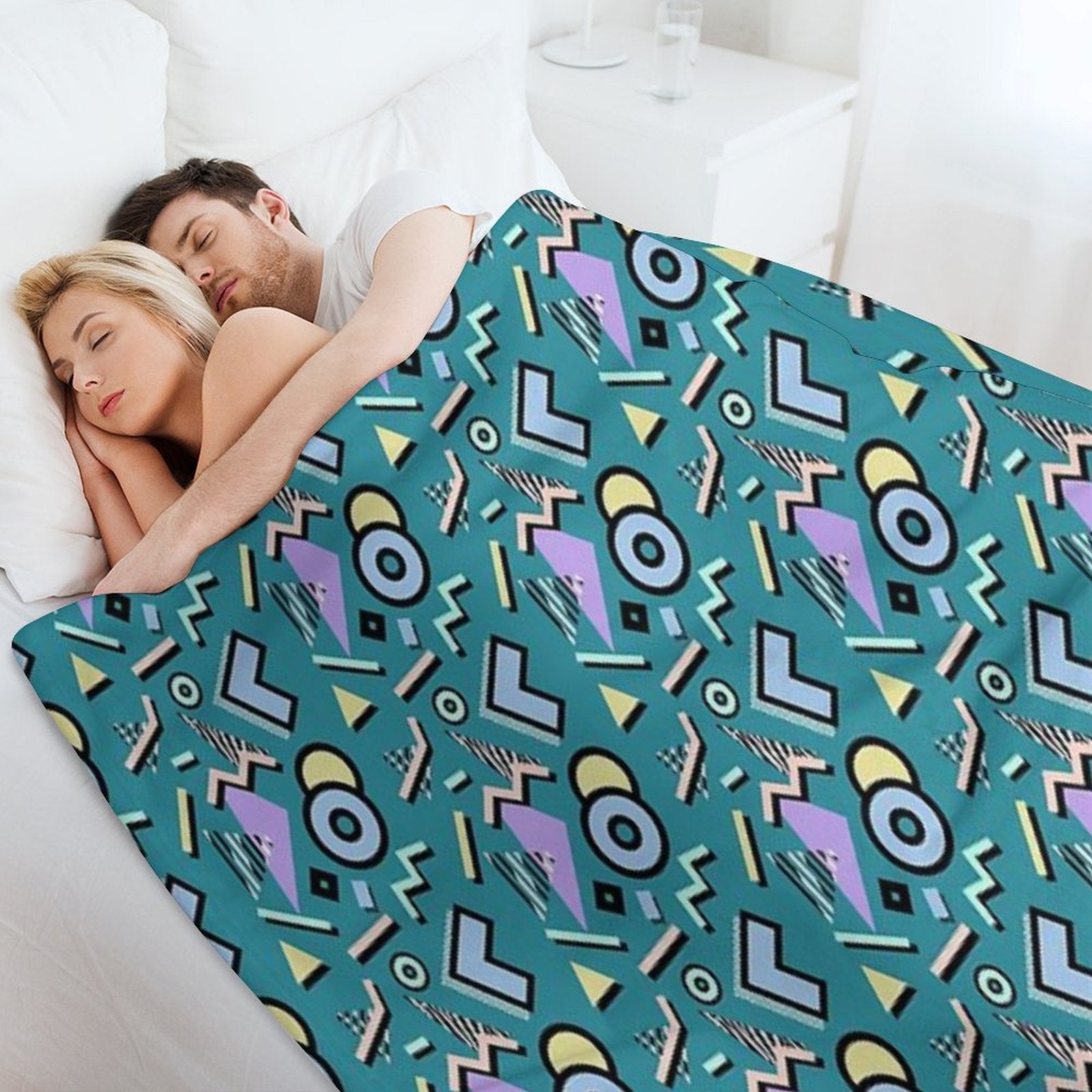 80s Pattern Vaporwave Memphis Pastel Squiggles Gift-ready Throw Blanket