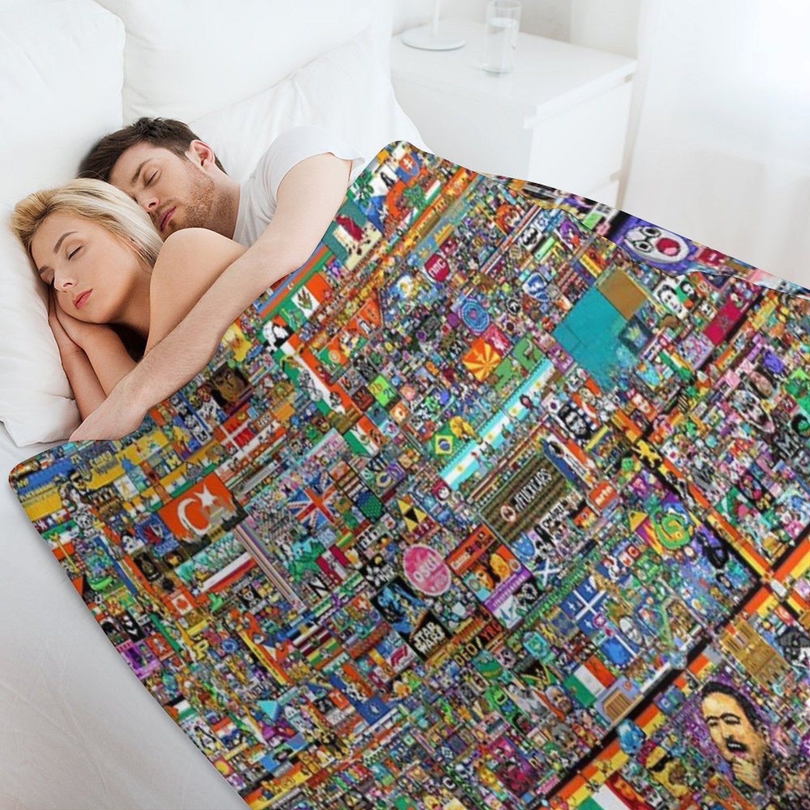 RPlace Artwork 2022 10K Resolution Morning of April 4th. Multi-functional Throw Blanket