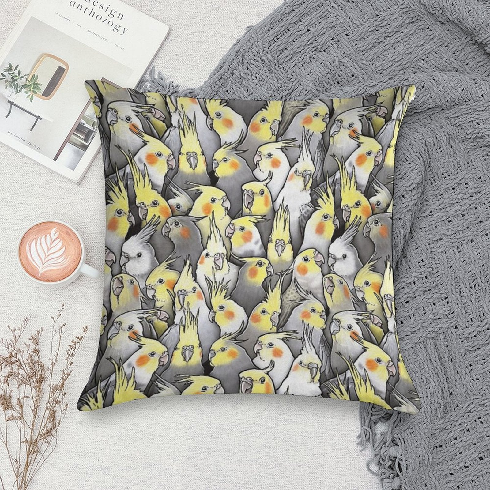 Cockatiels Galore Soft Anti-Pilling Throw Pillow