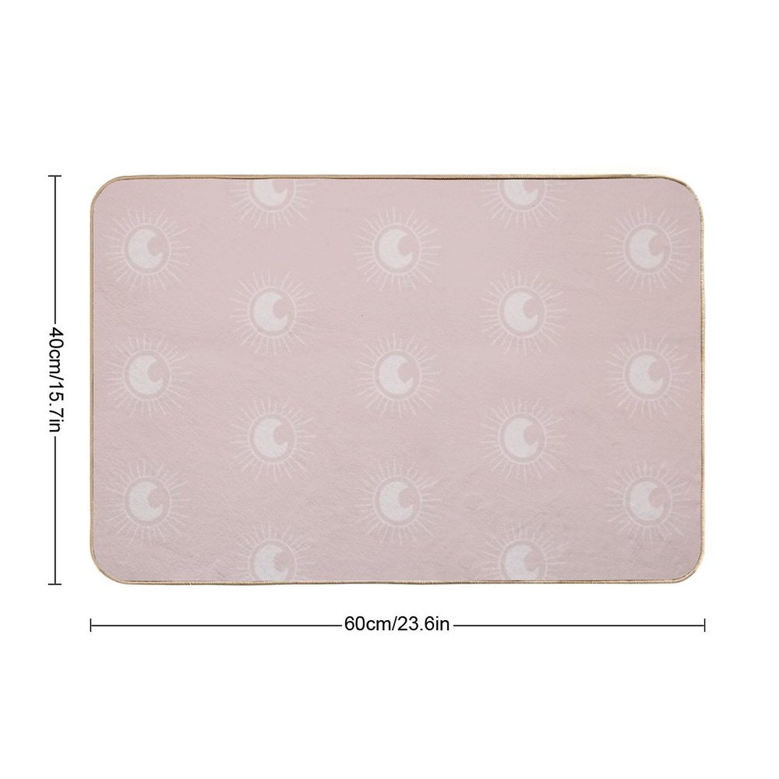 Boho Sun And Moon Pattern Bohemian Aesthetic In Muted Colors Pale Pink  Easy To Clean Bath Mat