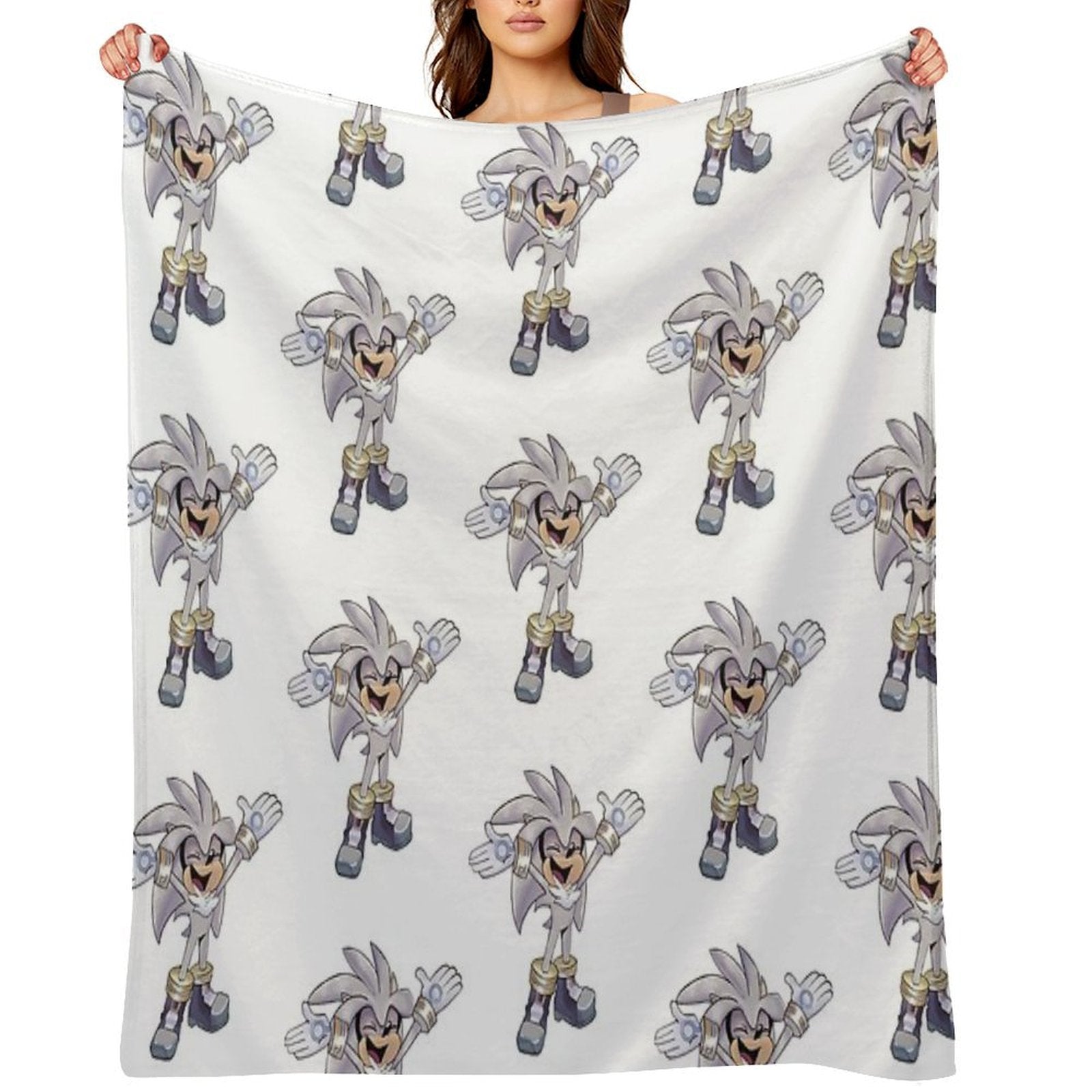 Silver Excited Plush Throw Blanket
