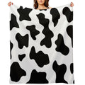 1980s Black White Ranch Farm Barn Animal Dairy Cow Print Velvety-soft Throw Blanket