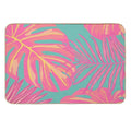 Tropical Leaves in Pink And Turquoise  High-Traffic Bath Mat