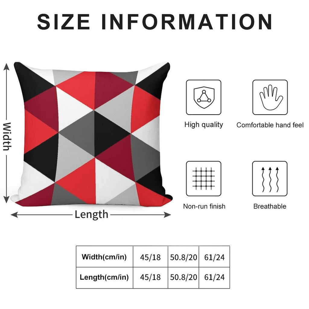 Red, Black, White And Grey Pattern Soft Easy Maintenance Throw Pillow