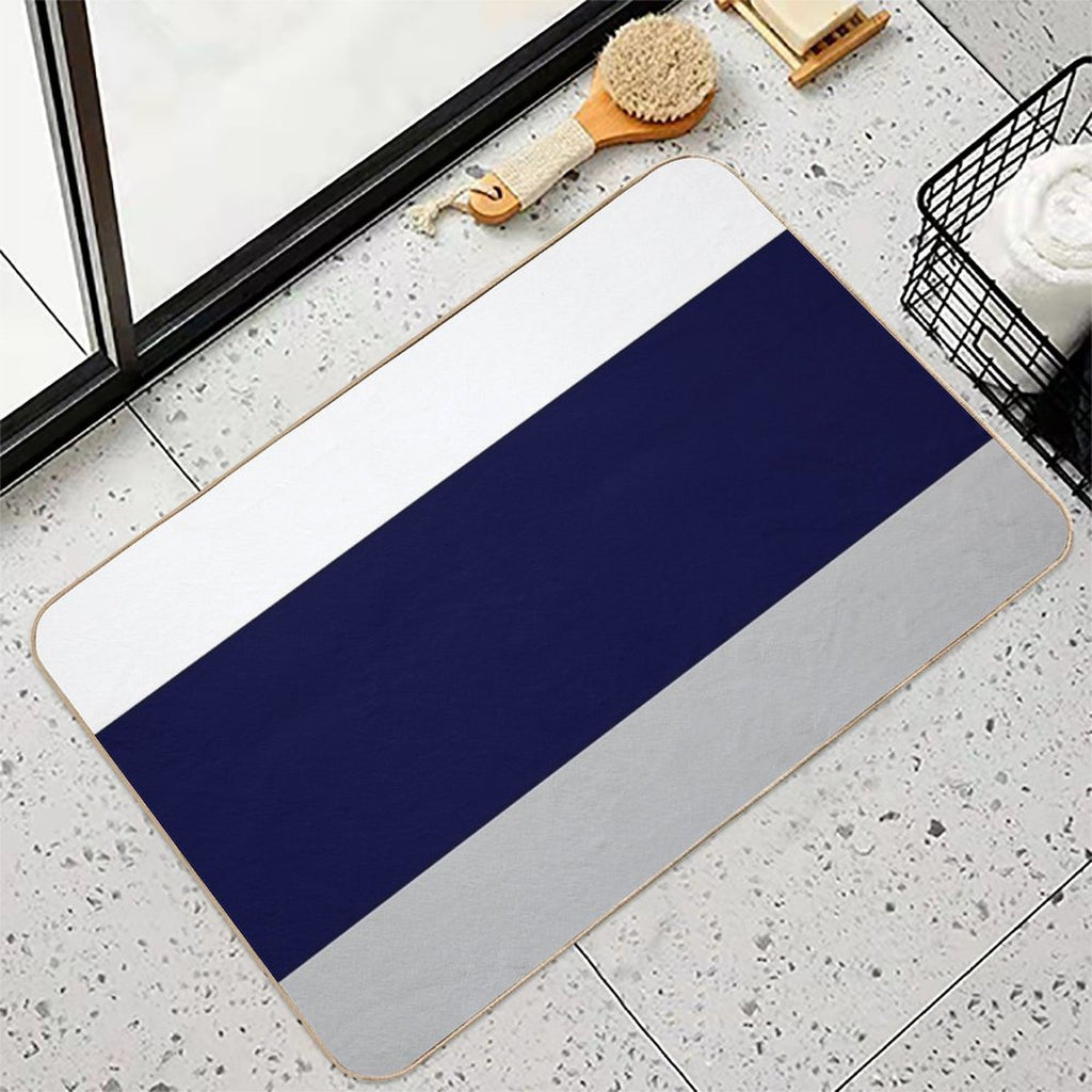 Three Color Stripes Silver Gray Navy Blue And White  Eco-Friendly Bath Mat