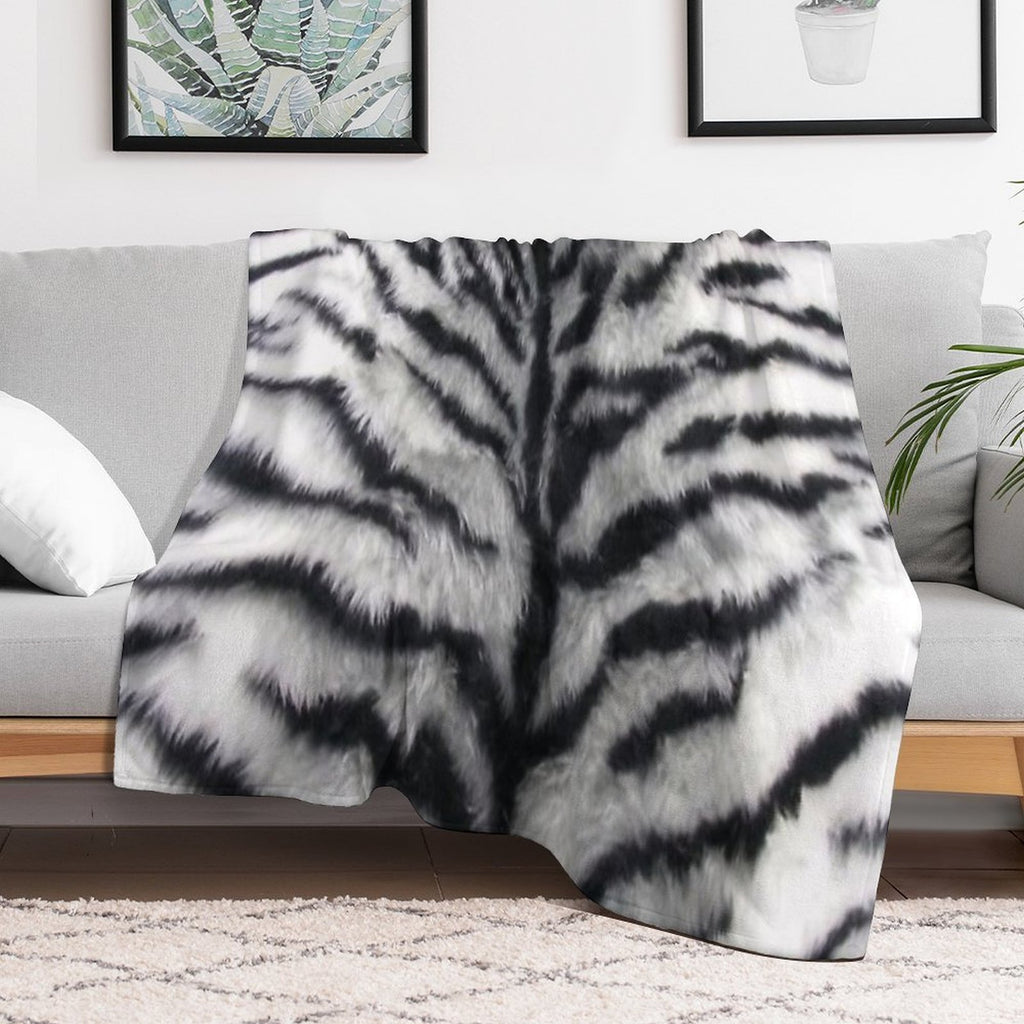 White Tiger Print Animal Skin Fur Pattern Shrink-resistant Throw Blanket