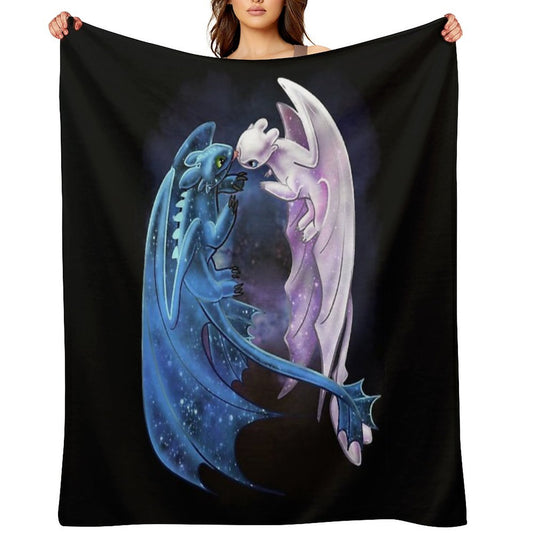Dragon Heart - Starry Dragons - Toothless And Light Fury Compact Throw Blanket