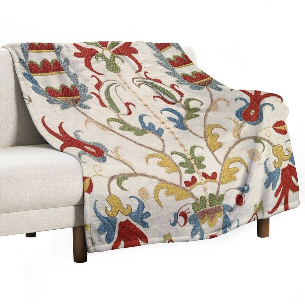 Vintage Bohemian Suzani 4 Machine-washable Throw Blanket