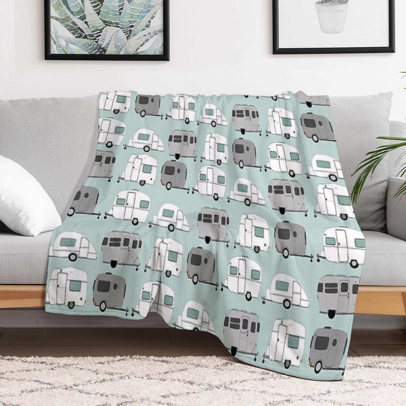 Chromatic Vintage Caravan Pattern Compact Throw Blanket
