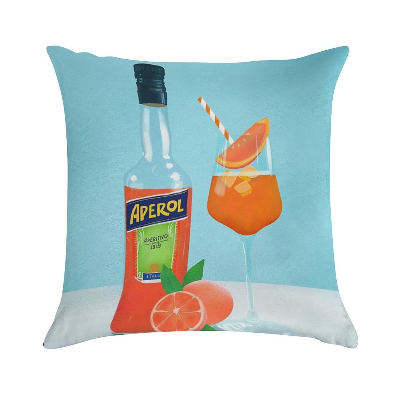 Aperol Spritz Soft Durable Construction Throw Pillow