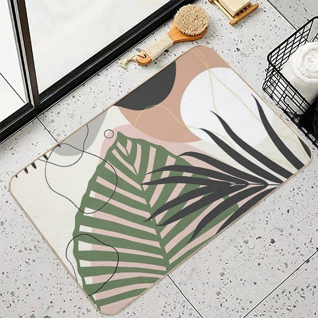 Minimal Jungle Leaves Finesse #2 #tropical #decor #art  Easy Maintenance Bath Mat