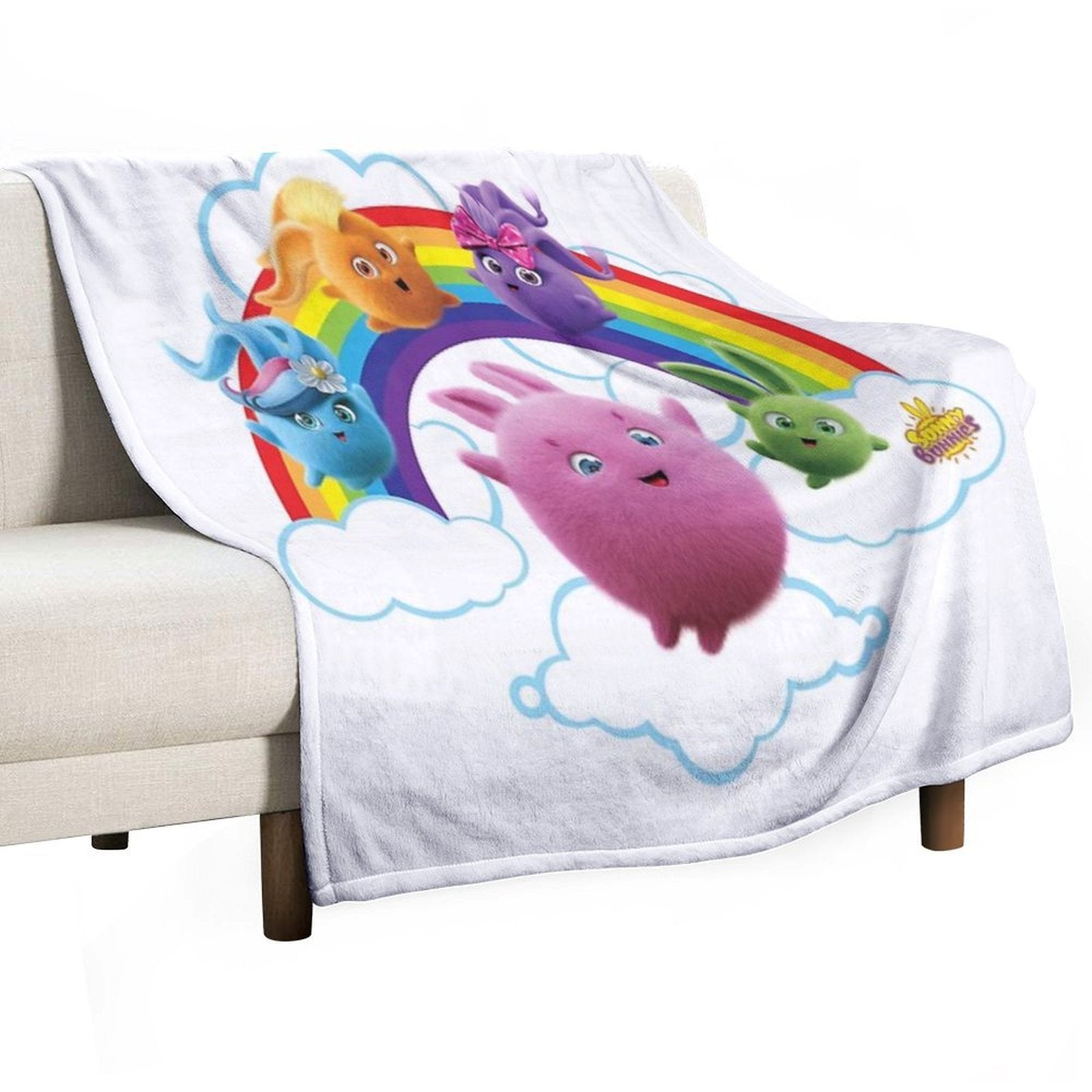 Sunny Bunnies - Rainbow Bunnies Compact Throw Blanket