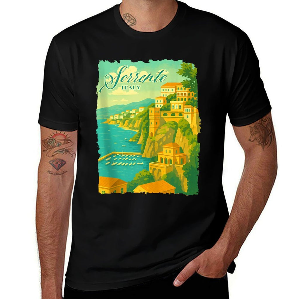 Sorrento Italy Traveling Trip Meet Me In Sorrento Souvenir  Ribbed Collar T-Shirt