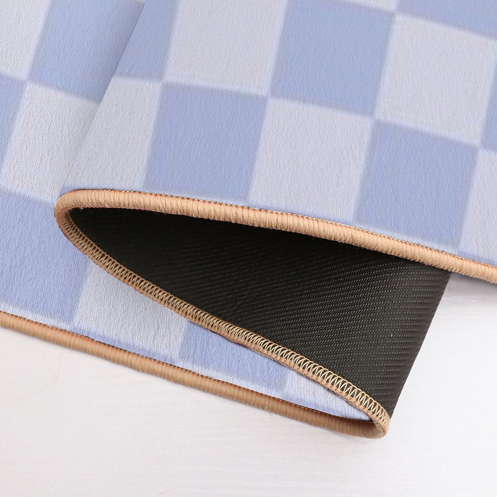 Checkerboard Mini Check Pattern in Double Pale Periwinkle Purple  Dirt-Trapping Bath Mat
