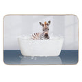 Baby Zebra  in Modern Bathtub Blue Print, Baby Zebra Bathing, Animals in Bathtub Art by Synplus  Non-Slip Bath Mat