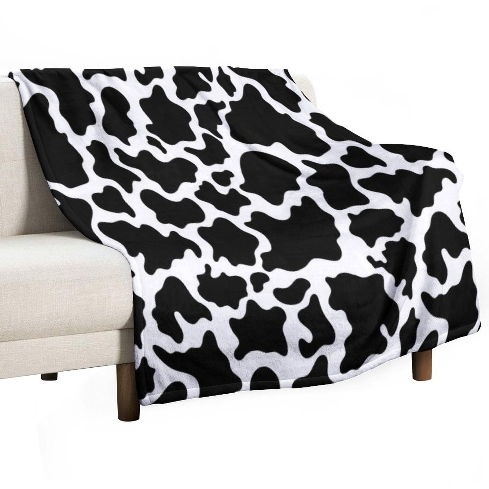 Classic Cowhide Pattern - Black And White Animal Print Design All-season Throw Blanket