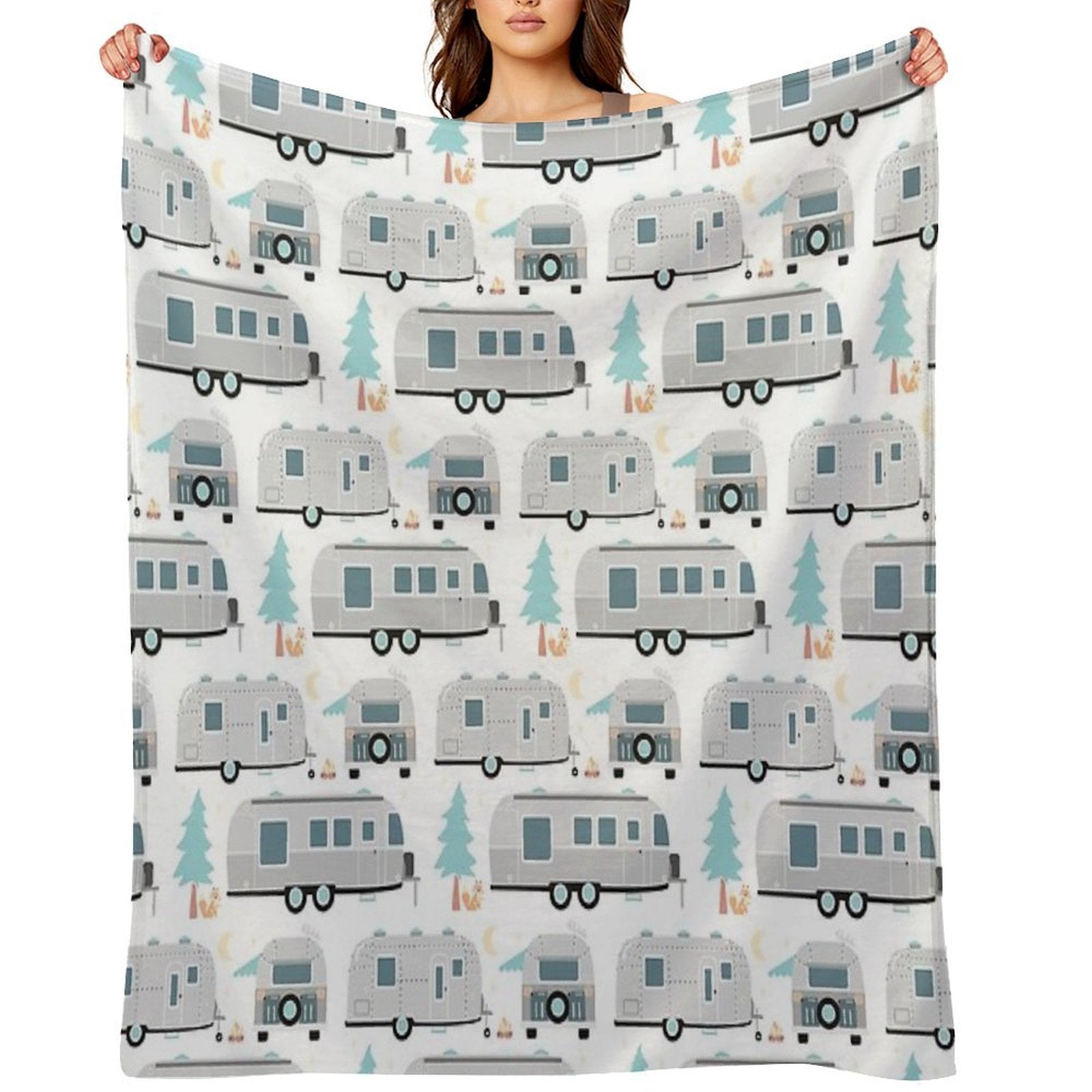 Cute Airstream Pattern Durable Throw Blanket