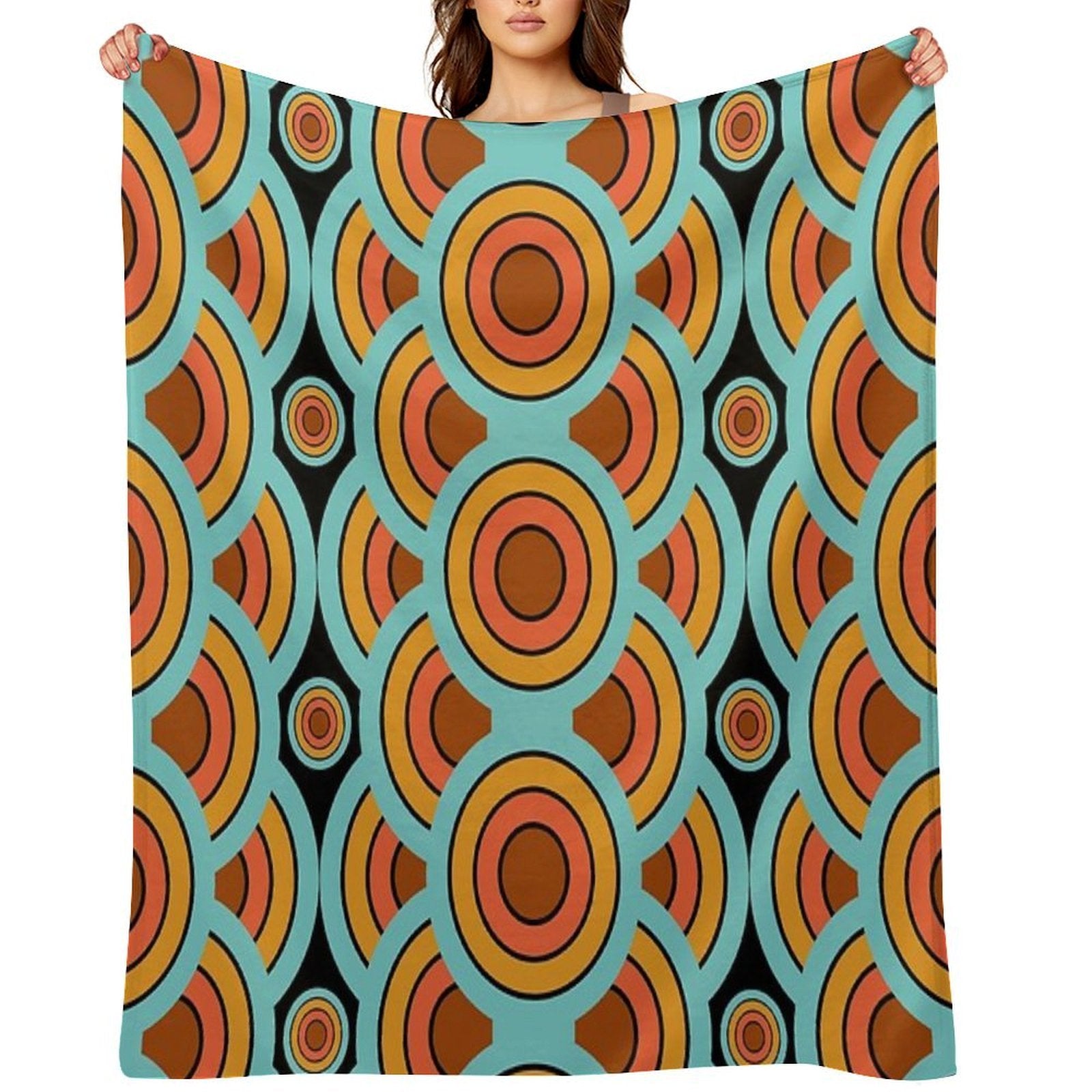 60s 70s Style - Retro Modern Circles - Vintage Mid-Century Versatility Throw Blanket