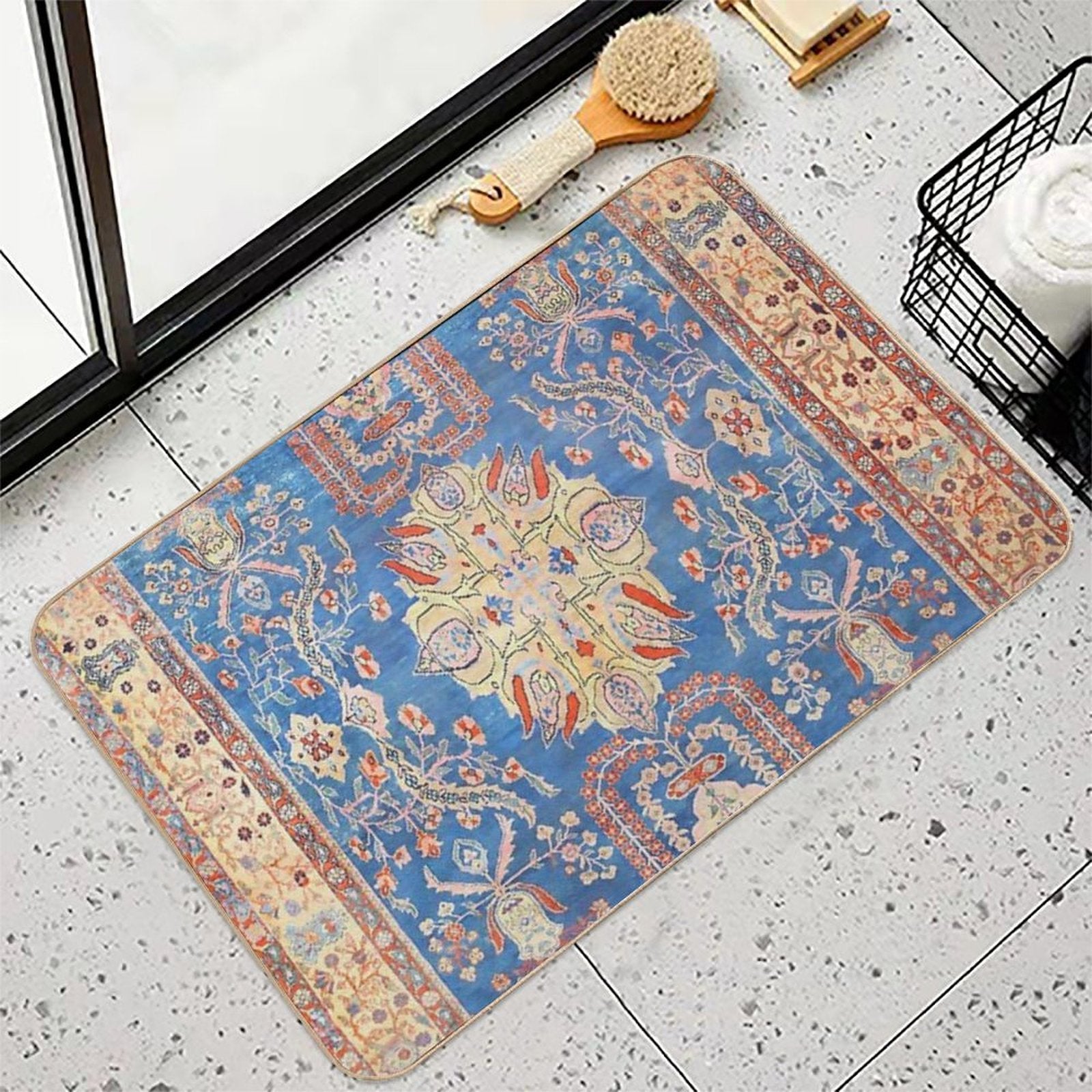 Persian Sultanabad Antique Rug Print  Repositionable Bath Mat
